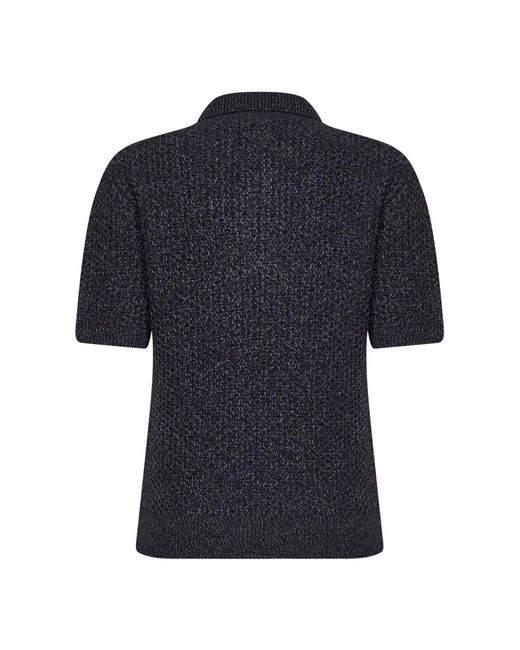 Prada Black Knit Polo Shirt Textured Melange Viscose Knitwear