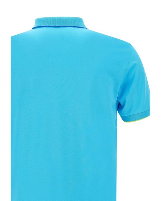 Sun 68 Blue Small Stripe Polo Shirt Cotton for men