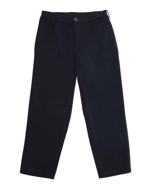 Emporio Armani Blue Pants With Belt Loops And Logo Patch Polyester Trousers for men