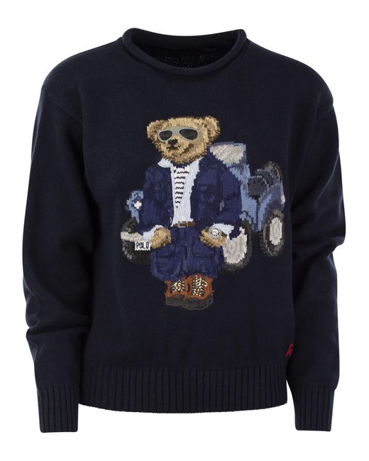 Ralph Lauren Blue Polo Bear Cotton Jersey