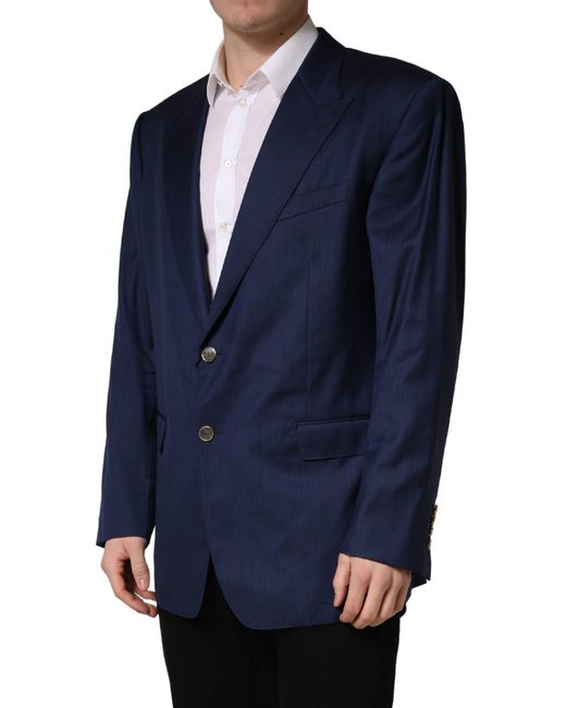 Dolce & Gabbana Blue Single Breasted 2 Button Suit Jacket for men