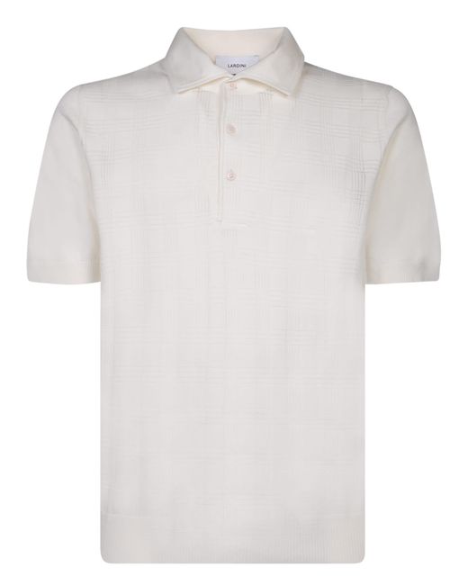 Lardini White Check Polo Shirt for men