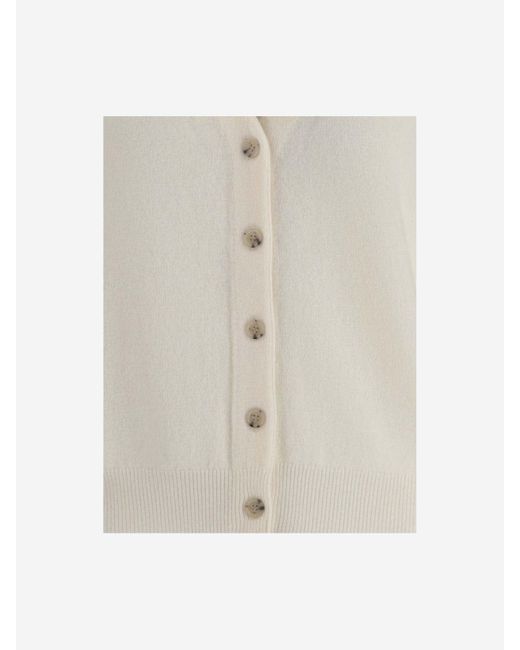 Allude White Wool And Cashmere Blend Cardigan