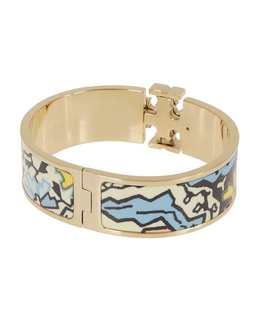 Tory Burch White Kira Enamel Wide Bracelet