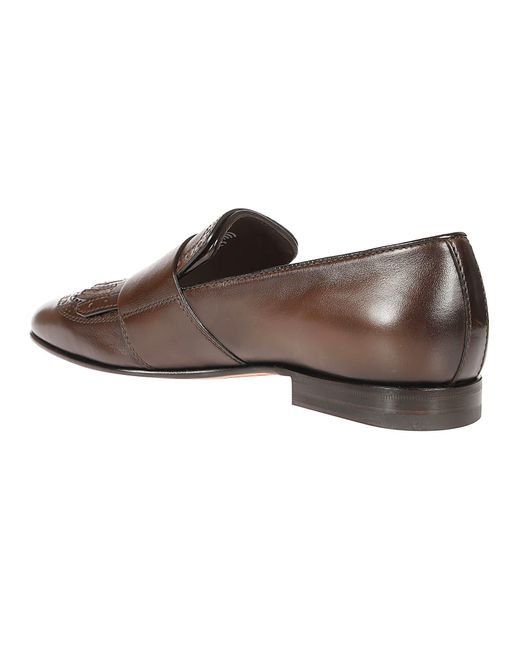Santoni Brown Double Monks Strap Shoes for men