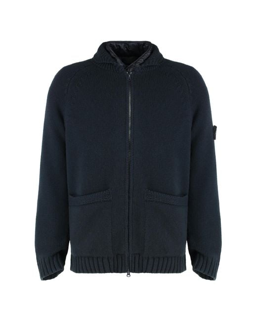 Stone Island Blue Cashmere Sweater With Removable Lining for men