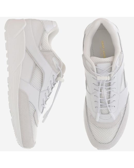 Saint Laurent White Sneakers Bump Leather Trainers for men