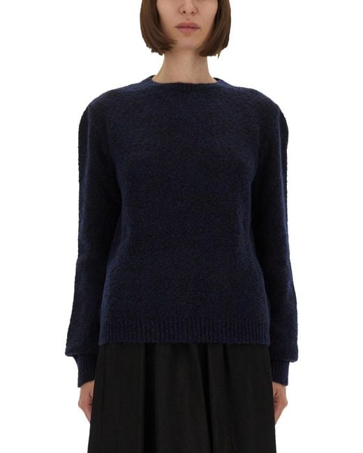 Maison Margiela Blue Choker Virgin Wool Jumpers