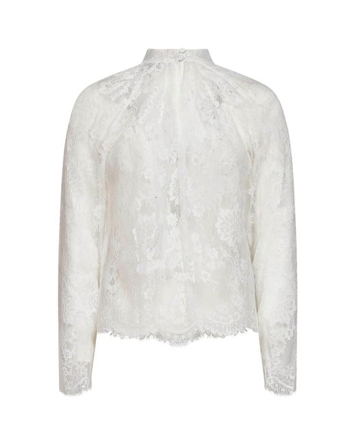 Self-Portrait White Self Portrait Lace Long-Sleeved Blouse