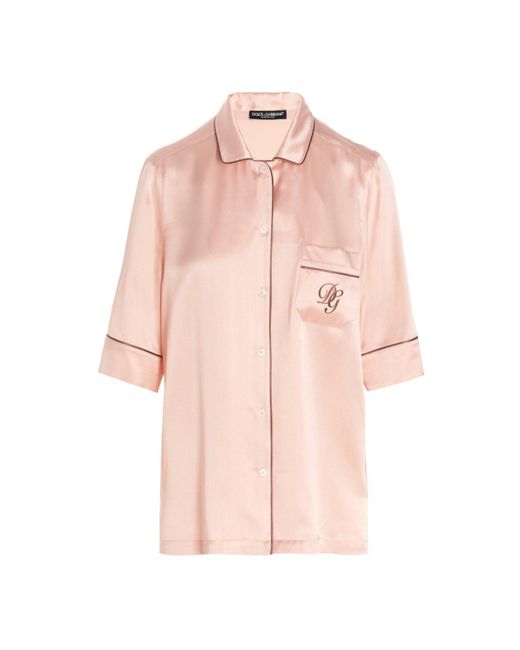 Dolce & Gabbana Pink Short-sleeved Pyjama Shirt