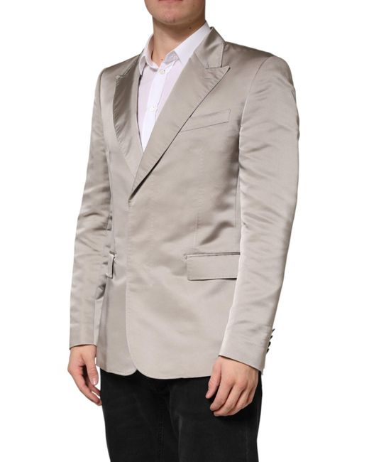 Dolce & Gabbana Gray Silk Single Breasted Jacket Blazer Clothing for men