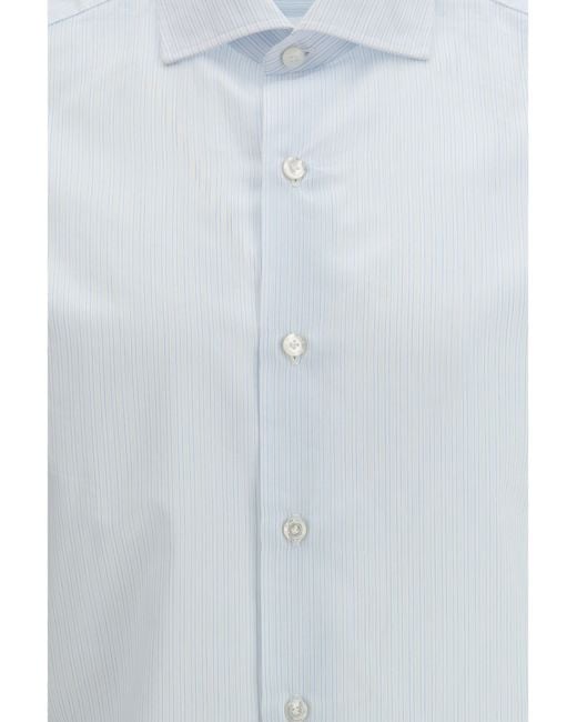 Finamore 1925 Blue Napoli Shirt Cotton for men