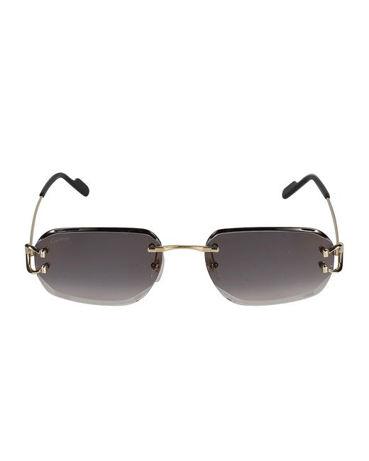 Cartier Brown Straight Bridge Rimless Sunglasses for men