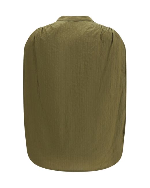 DARKPARK Green Tracy Textured Gathered Blouse Modal; Polyamide; Polyester Shirt