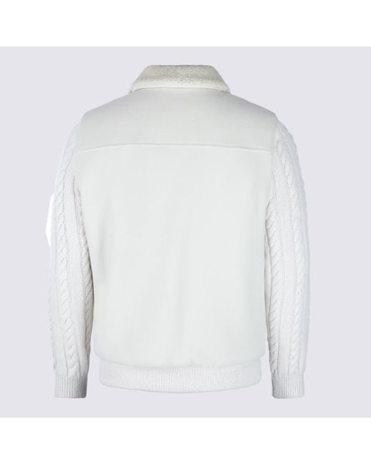Eleventy White Wool Leather Jacket for men