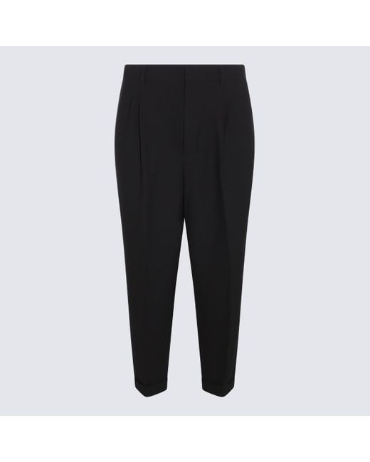 AMI Black Wool Blend Trousers for men