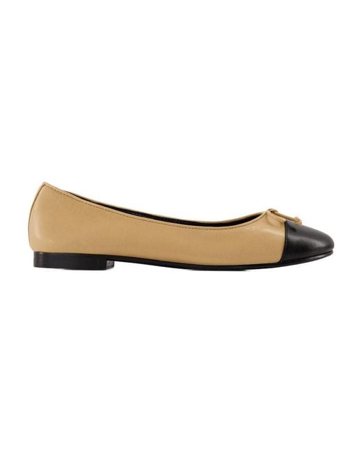 Tory Burch Natural Cap Toe Ballerinas