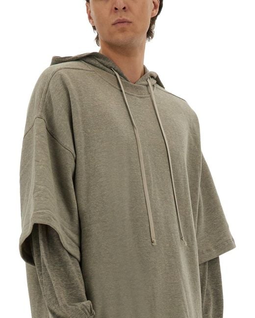 Rick Owens Gray Hoodie Cotton Sweatshirts for men