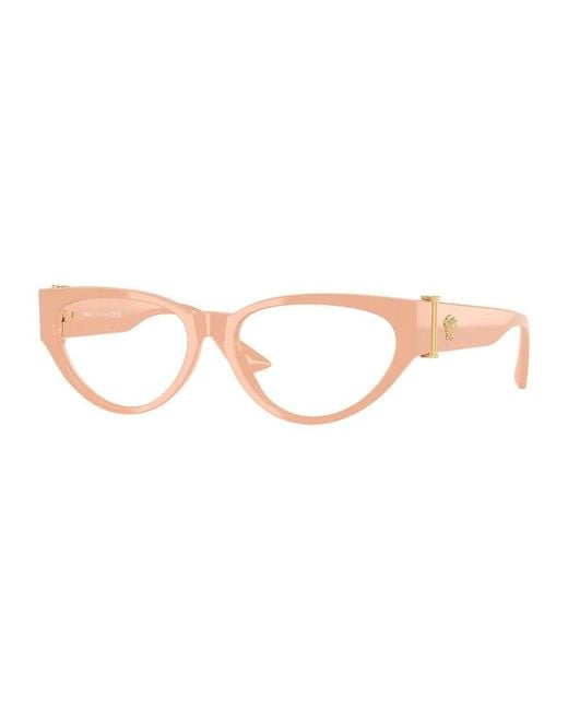 Versace Brown Eyeglasses Cat Eye Full Rim, Nude Frame And Clear Demo Lenses Lens Ve33665494