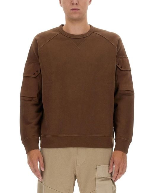 C P Company Brown Sweatshirt With Logo Cotton Sweatshirts for men