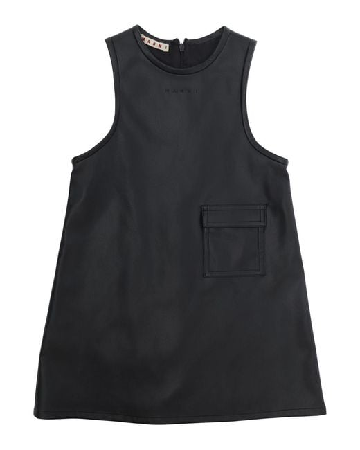 Marni Black Dress With Eco-Leather Trim, Polyester