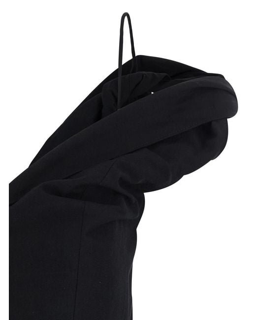 Rohe Black Dress With Asymmetric Straps Cotton