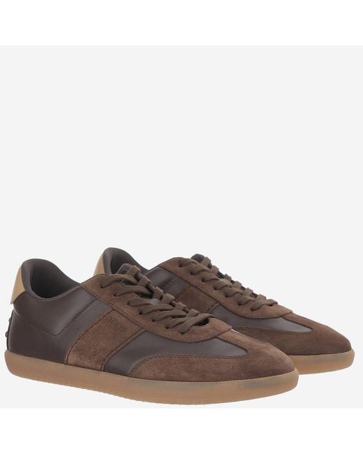 Tod's Brown Leather Sneakers And Suede Trainers for men