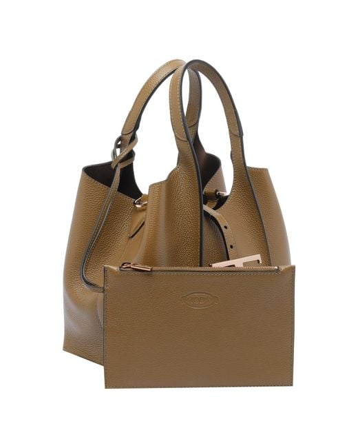 Tod's Brown Mini T Timeless Leather Shopping Bag