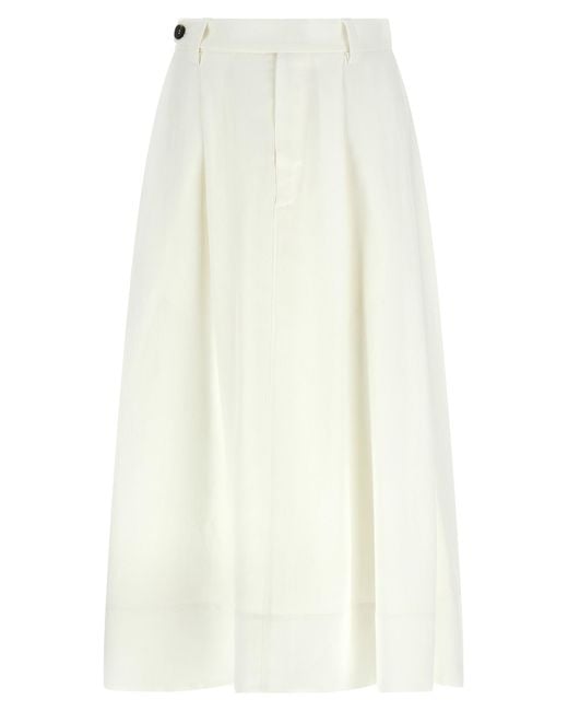 Brunello Cucinelli White Viscose Midi Skirt