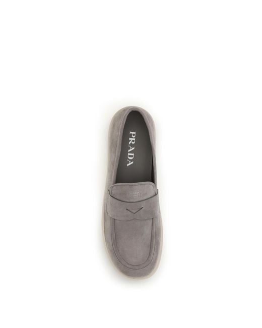 Prada White Suede Loafers for men