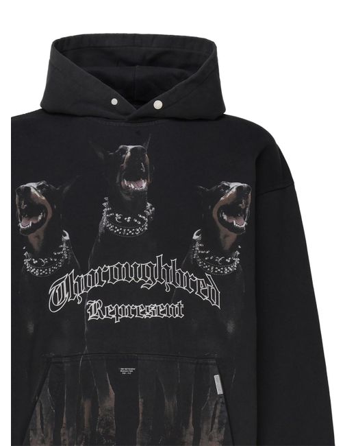 Represent Black Vintage Hooded Sweatshirt for men