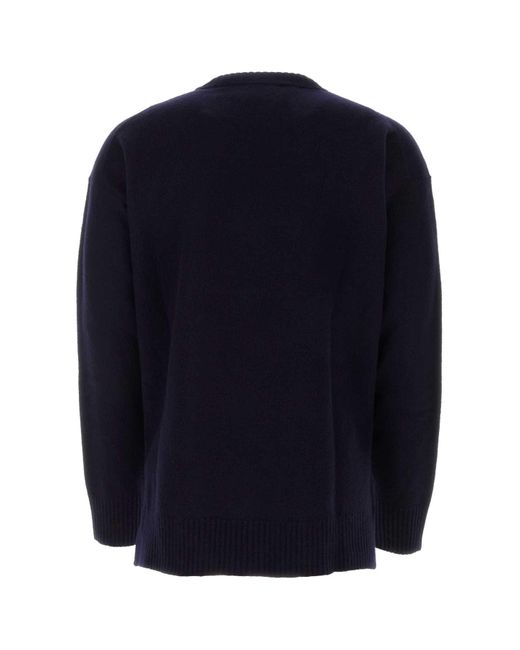 Jil Sander Blue Dark Wool Oversize Sweater for men