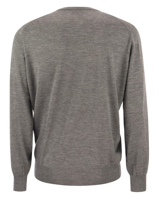 Brunello Cucinelli Gray Lightweight Cashmere And Silk Crew-Neck Sweater for men