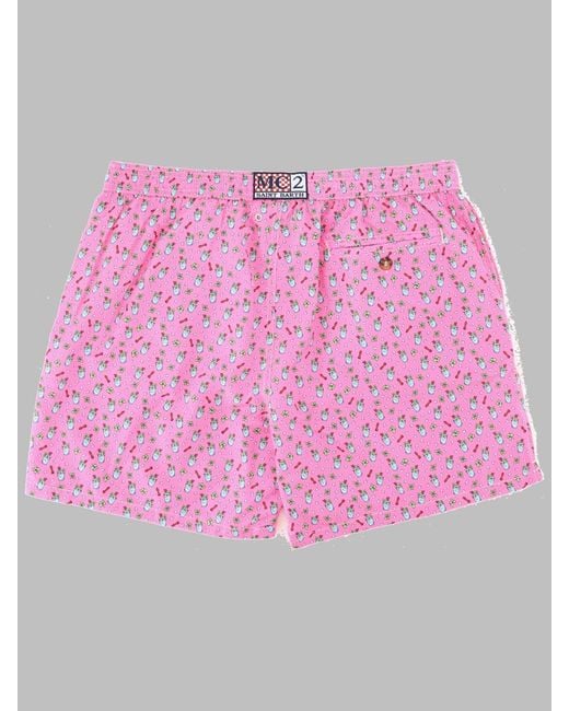 Mc2 Saint Barth Pink Swim Shorts Print Polyester for men