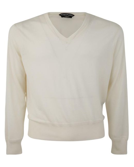 Tom Ford White V Neck Sweater Clothing for men