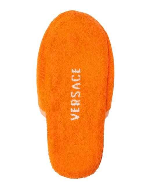 Versace Orange Slippers Medusa Jacquard