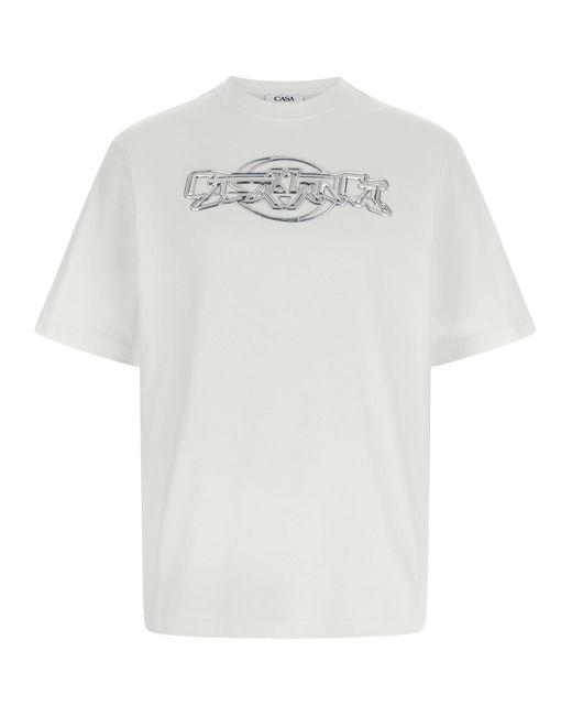 Casablanca White Chrome T-Shirt Organic Cotton for men