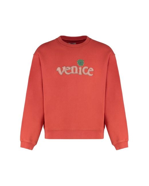 ERL Red Cotton Crew-Neck Sweatshirt for men