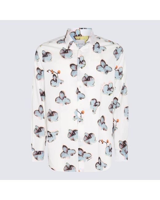 Paul Smith White Multicolour Cotton-Viscose Blend Shirt for men