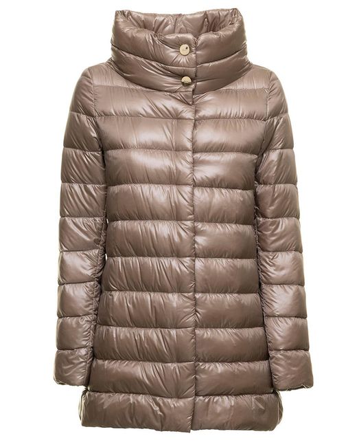 Herno Brown Down Jacket Amelia Polyamide Puffer