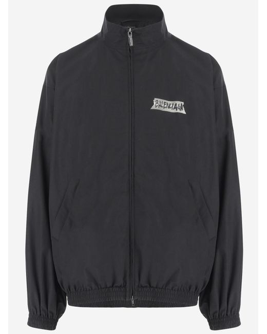 Balenciaga Black Cotton Blend Jacket Polyamide for men