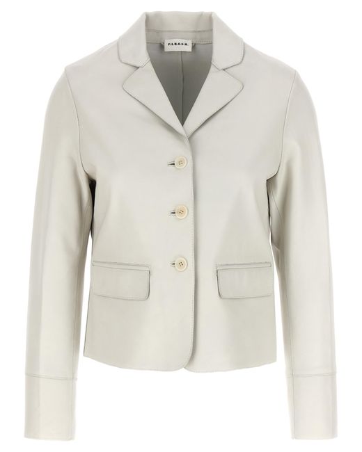 P.A.R.O.S.H. White Leather Blazer Blazer And Suits