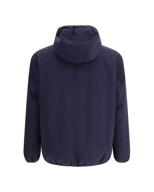 Brunello Cucinelli Blue Waterproof Hooded Jacket Nylon for men