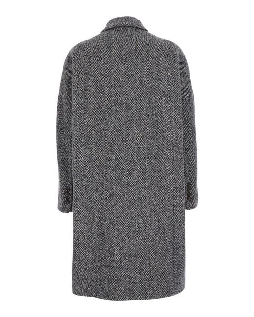 Brunello Cucinelli Gray Double-Breasted Coat Wool Virgin