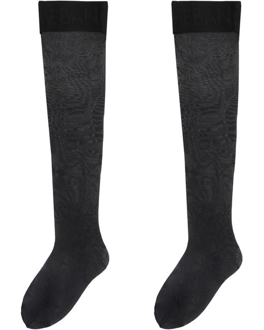Dolce & Gabbana Black Hold-Up Stockings With Branded Elastic