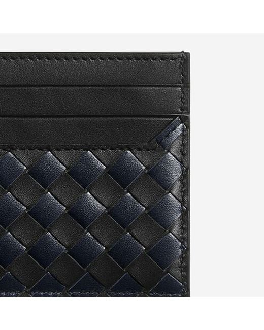 Bottega Veneta Black Leather Card Holder Woven Calfskin for men