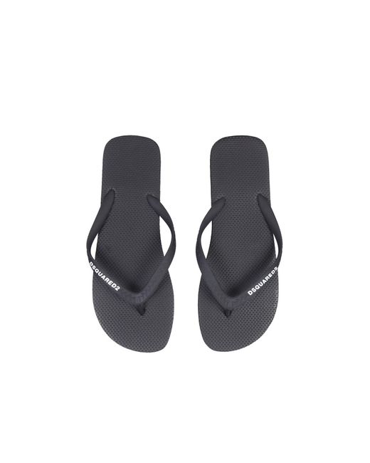 DSquared² Rubber Thong Sandals in Black for Men - Lyst