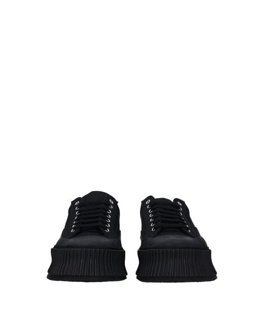 Jil Sander Black Fabric Platform Sneakers for men