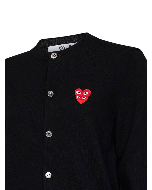 Comme des Garçons Black Cardigan Double Heart Emblem Wool