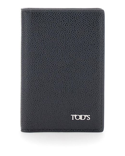 Tod's Blue Cardholder Grained Leather Calfskin Accessory for men